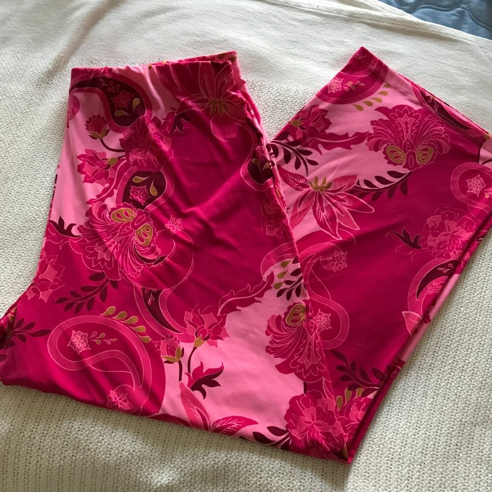 NEW JM Collection Claret Rose Pink Wide Leg Stretch Lounge Pants Petite XL
